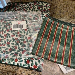 Longaberger Holy Stripe Vintage 52 in Table Runner and 36 in Table Overlay NEW